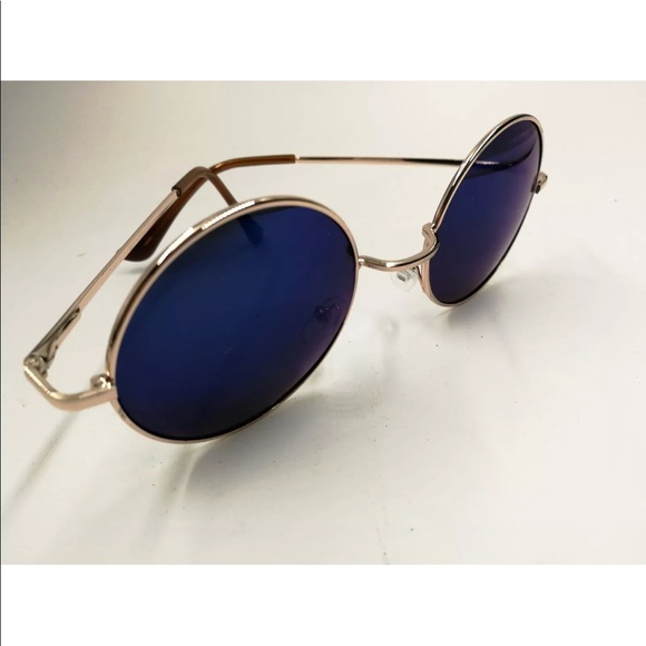 Round Dark Blue Lens Sunglasses - Picture 4 of 5